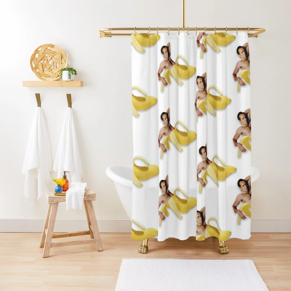 Nicolas Cage Banana Pattern Shower Curtain Cover Anti-Mold Waterproof Shower Anime Shower Curtain