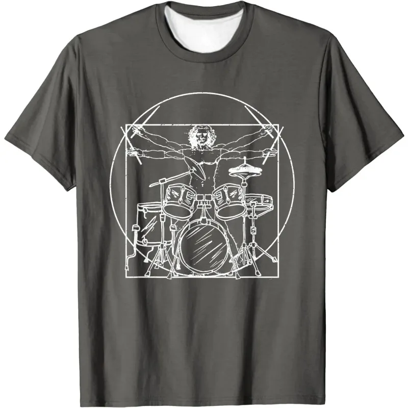 

Гитара Бас Барабан Узор 3D Печатный Круглый Вырез С Короткими Рукавами Дышащая Быстросохнущая Свободная Удобная Повседневная Футболка