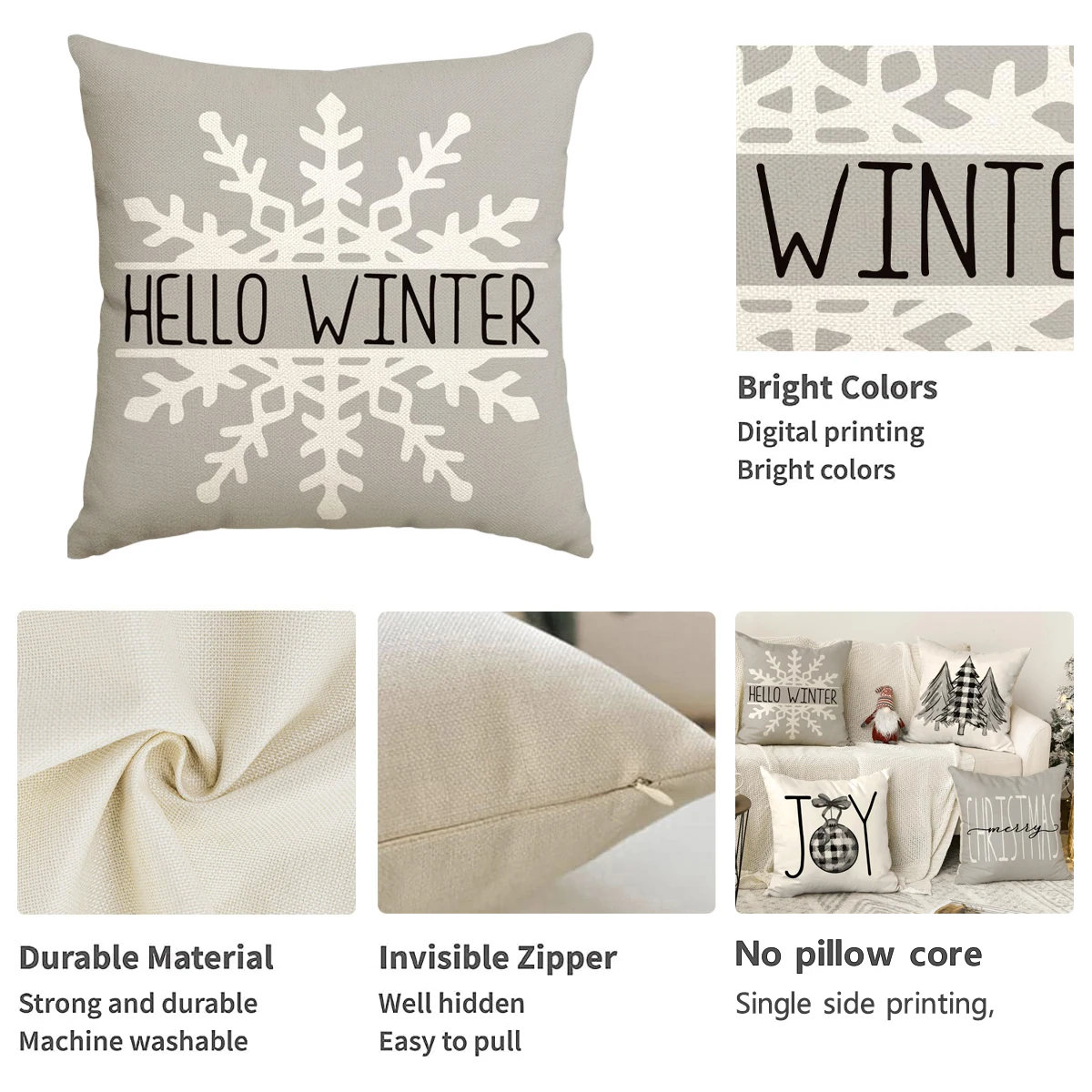1pc/4pcs Christmas Pillow Cover, Dwarf Santa Claus Festive Decoration Living Room Sofa Cushion Cover, Christmas Decorations
