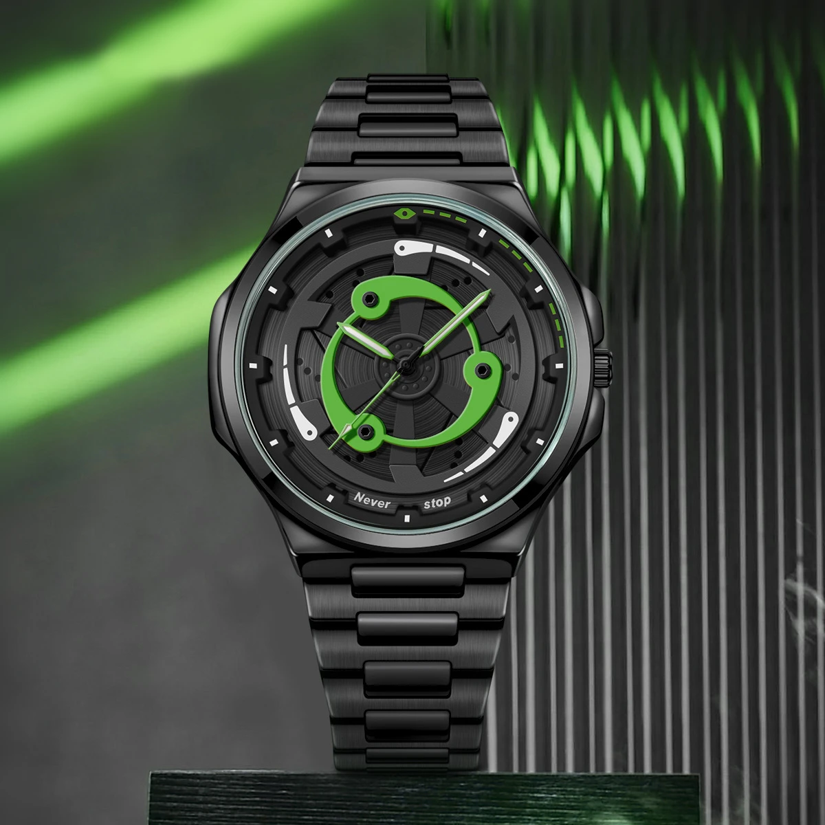

Top Brand Fashion Hot Sell Men Watch 30M Waterproof Sport 360 Degree Rotating Wheel Rim Dial Quartz Men's Wristwatch New Trend