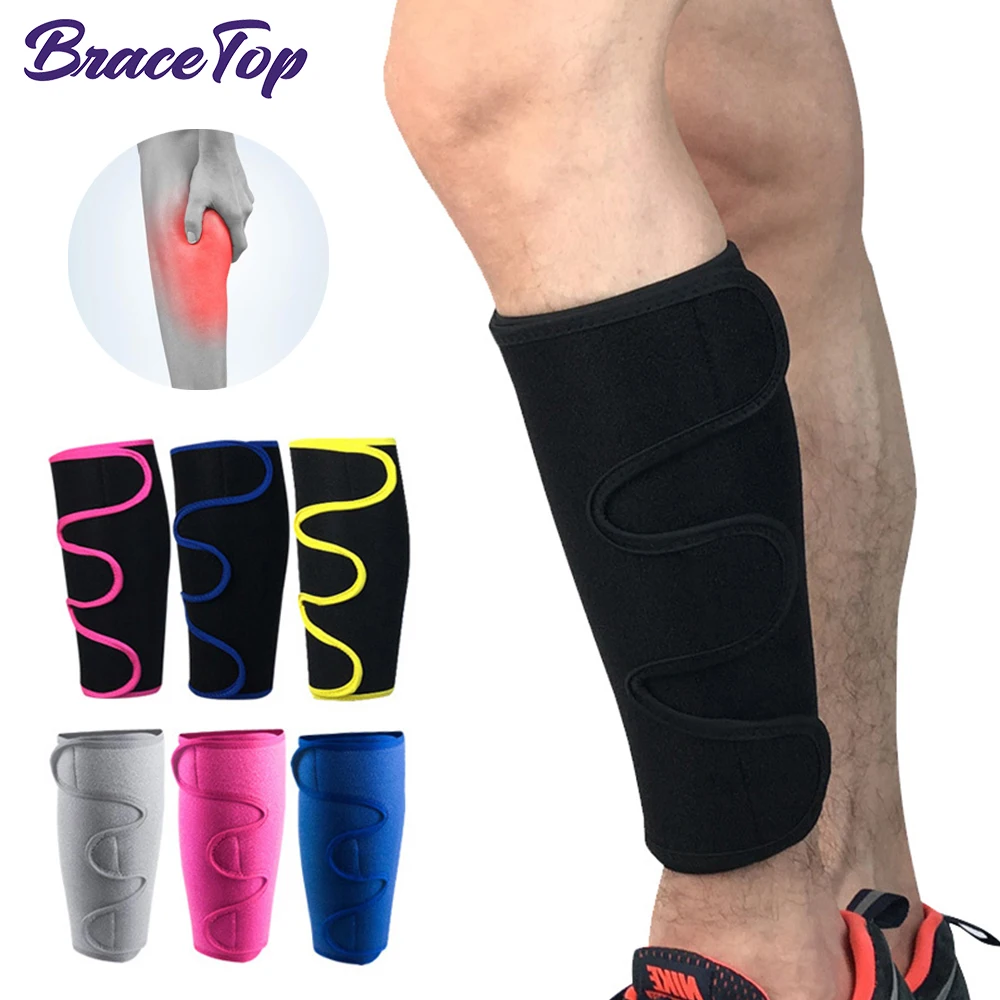 BraceTop 1PC Sport Shin Guard Leg Warmers Sleeve Calf Guards Protection Adjustable for Cycling Football Basketball Weightlifting