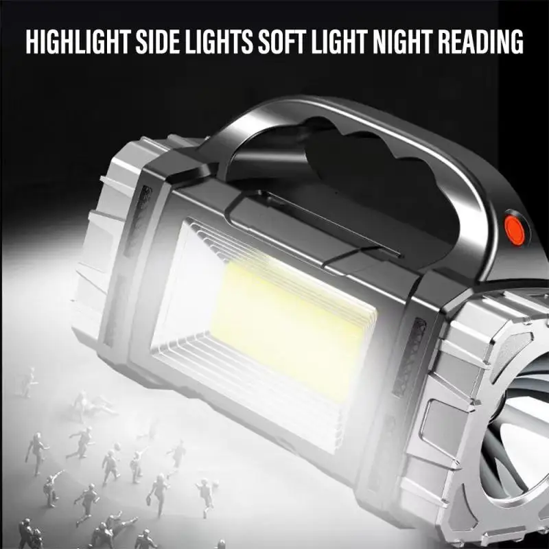 Various Lighting Modes Double Head Lamp Chargable Searchlight Waterproof Multifunctional Led Flashlight Easy To Carry High Power