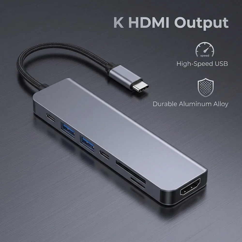 7 in 1 USB C Docking Station Type-C To HDMI-Compatibility HUB Multi Port Splitter PD Charging USB Adapter For Laptop