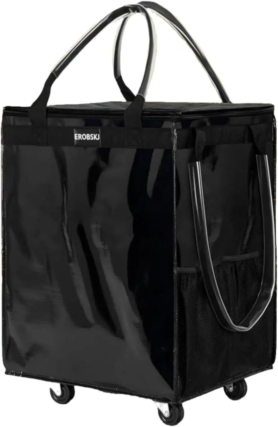 

Сумка-тележка для покупок и белья, черная, средняя, многоразовая, на колесиках, 70 л, складная