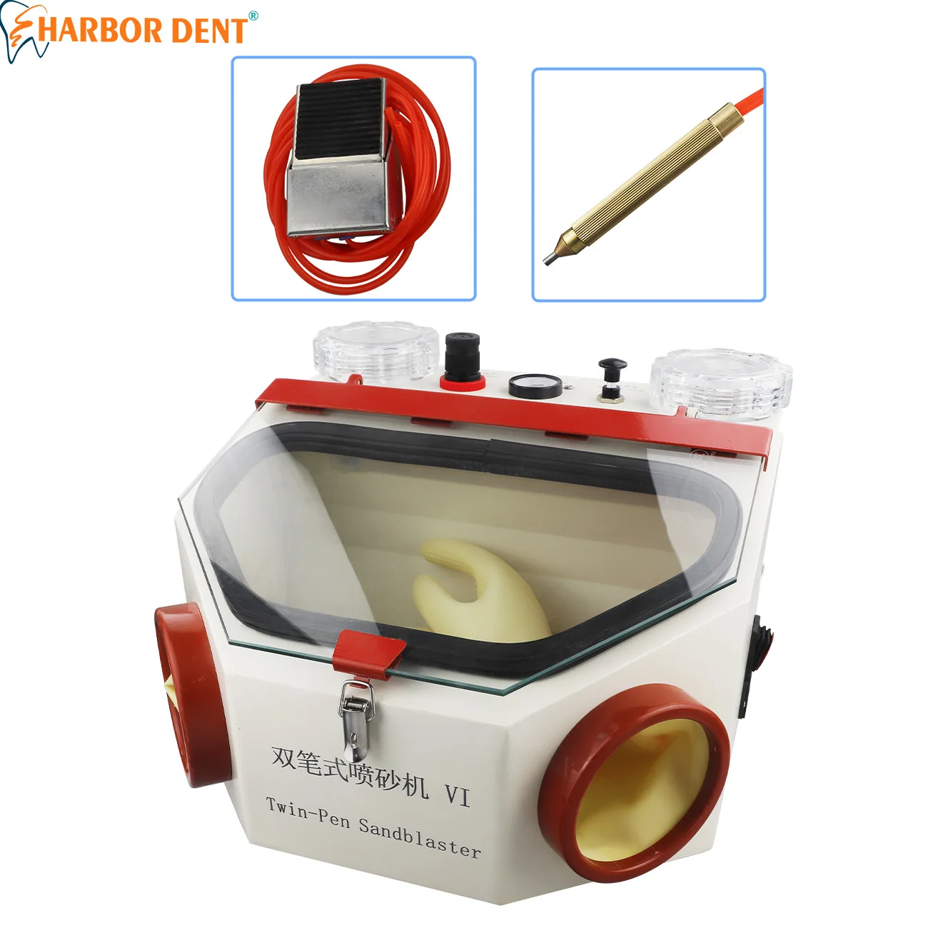 

Dental Twin pen Blasting Unit Metal Lab Sandblast Machine For Precision Cleaning Dentistry Air Prophy Polisher