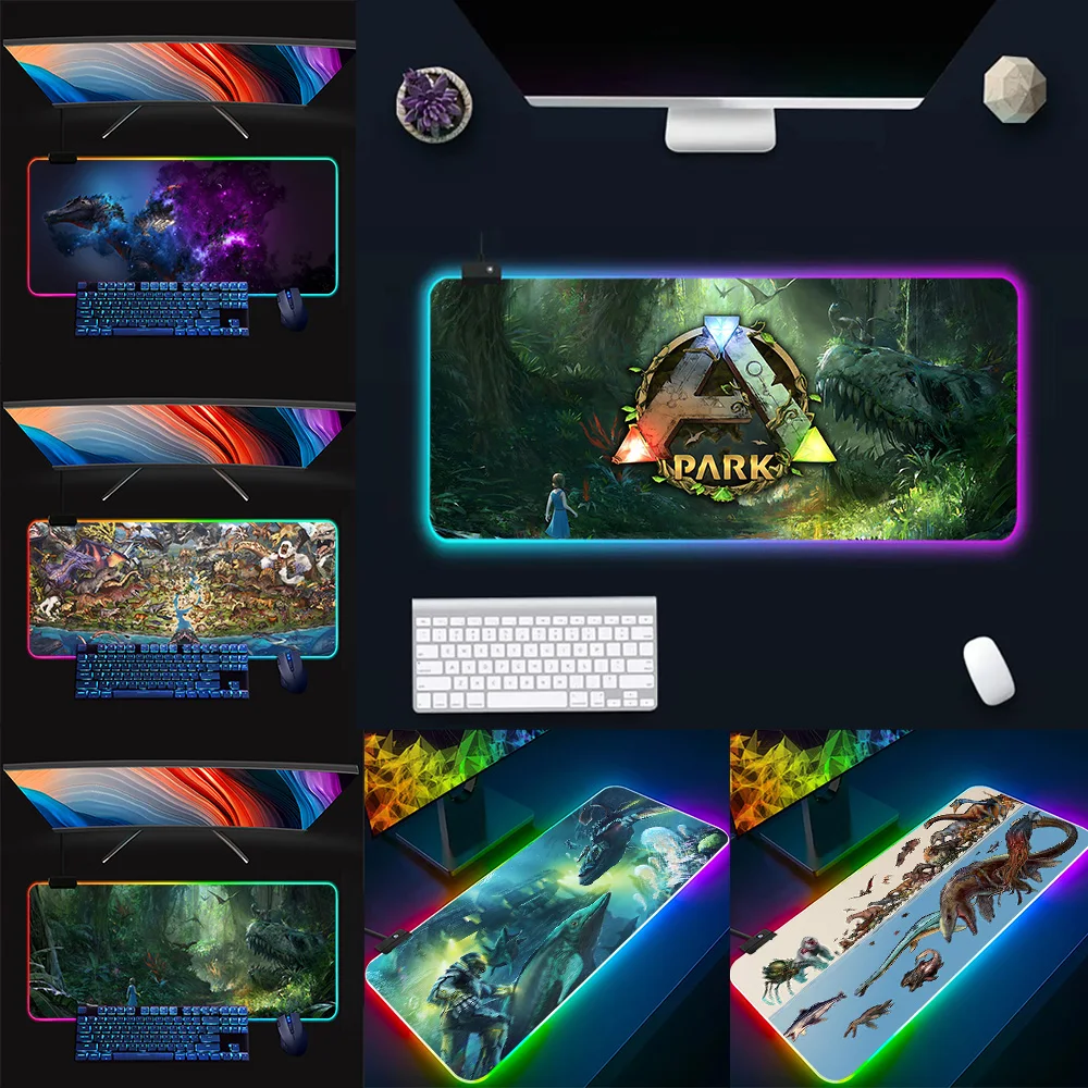 Ark alas Mouse Pad Keyboard Gamer Pc RGB, alas Mouse Pad bercahaya LED, matras karet komputer game