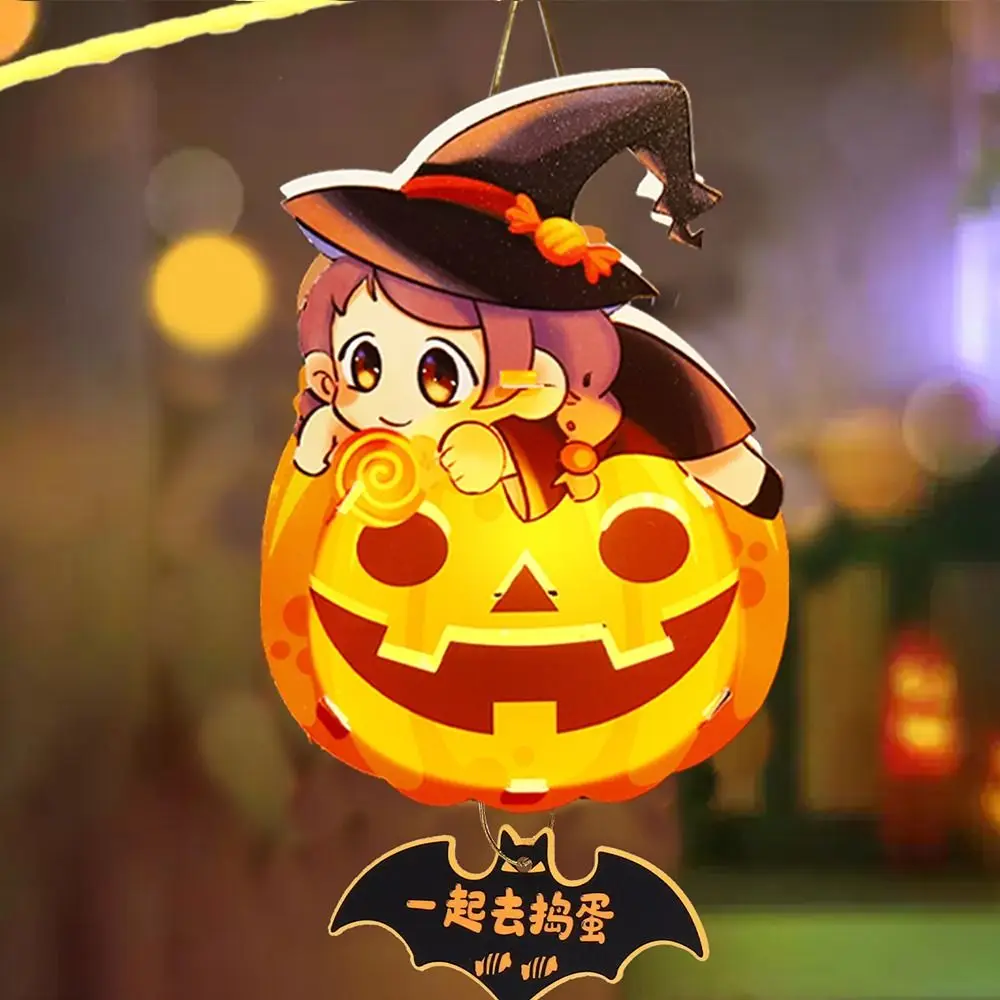 Happy Halloween Day Halloween Lantern DIY Materials With LED Light Handmade Halloween Pumpkin Lantern Luminous Glowing