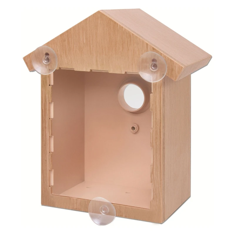 

Wooden Bird House for Outside Window Bird Nesting Box See Through Birdhouse with Strong Suction Cups for Small Birds