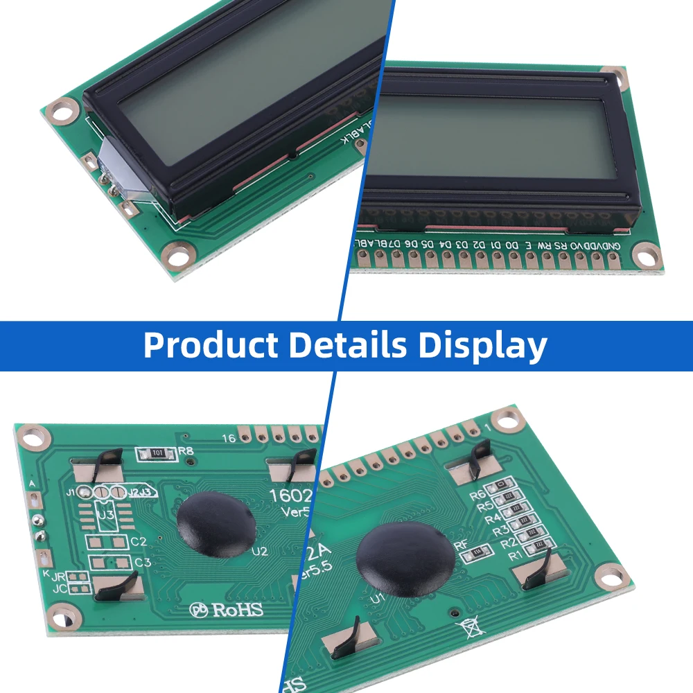 Persian Red Light Black Letters 1602A Character LCD Display Screen 2X16 LCD 3.3V 5V 1.5 Inches Support Scheme Development