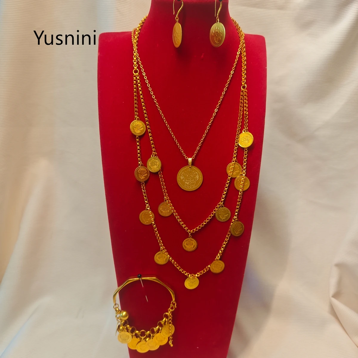 Dubai Jewelry New 24K Gold Plated Necklace, Earrings, Wedding Party Gifts, Women's Jewelry Set  888