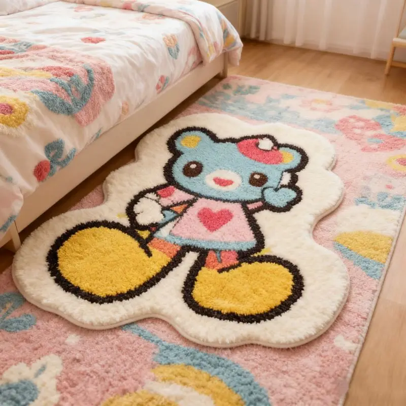 Japanese Cartoon Mp Irregular Carpet for Bedroom Cute Sweet Girl Living Room Floor Mat  Imitation Cashmere Coffee Table Carpet