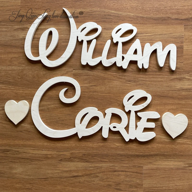 Custom Wooden  name sign with hearts - Name Wall Hanging for Nursery - Over the Crib Décor - Theme - Kids Room - Playroom Wall A