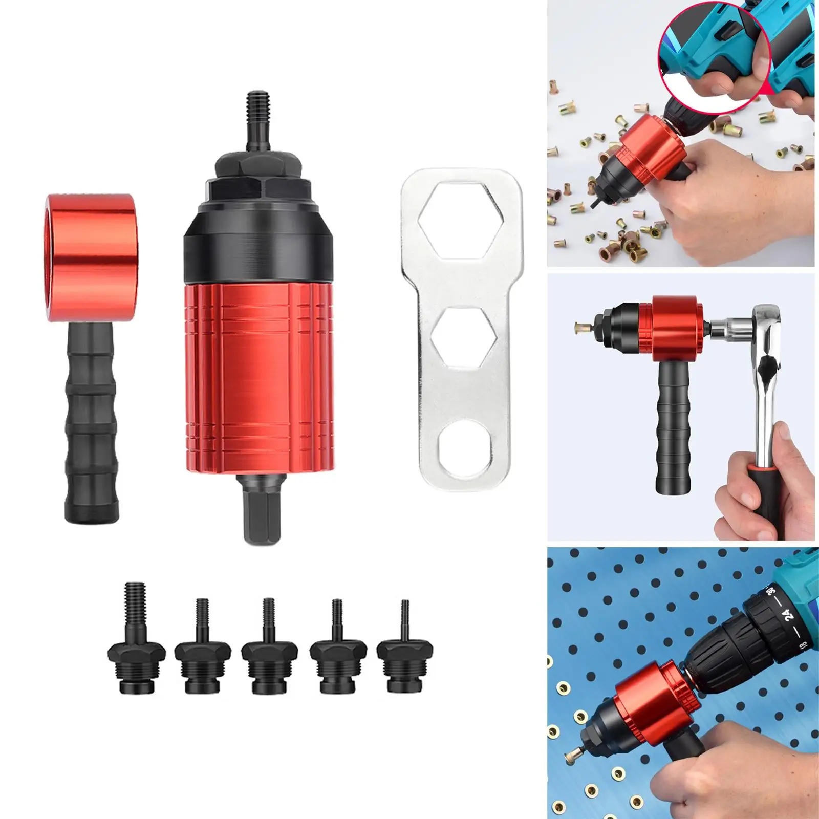 

Cordless Drill Electric Rivet Nut Gun Adapter Riveting Insert Nut Tool for Carpenter Home Outdoor