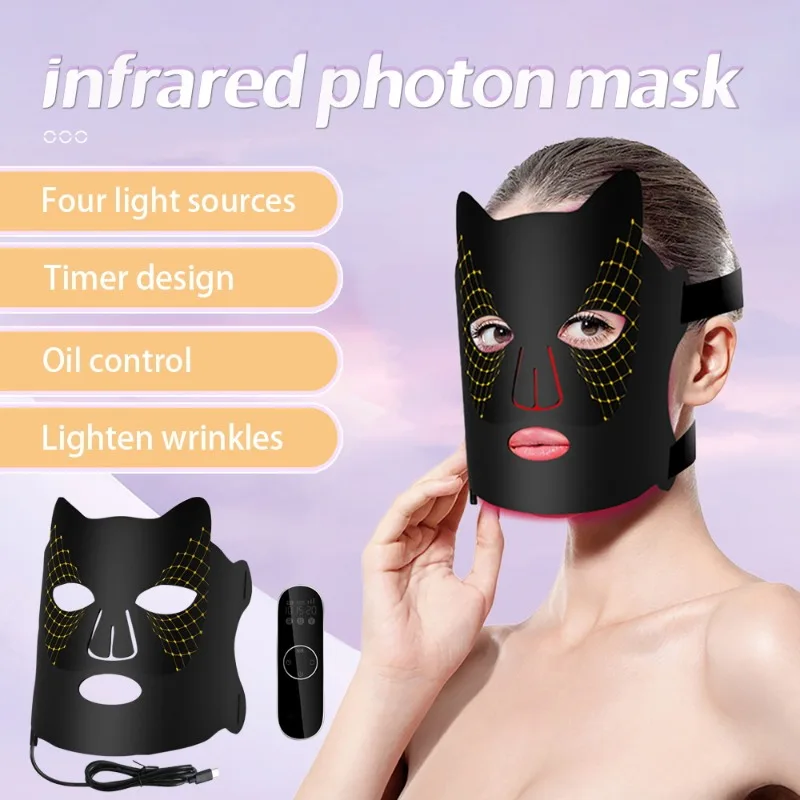 Home Photon Skin Rejuvenation Instrument LED Silicone Mask Whitening Large Row Light Spectrum Infrared Mask Beauty Instrument