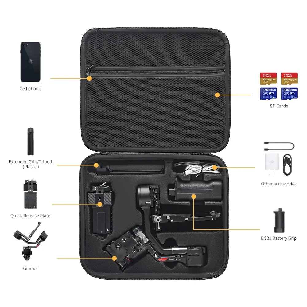 Camera Hardshell Bag for DJI Ronin RS 4 Gimbal Stabilizer Charger Cable Combo Storage Box PU/Oxford Carrying Case Suitcase