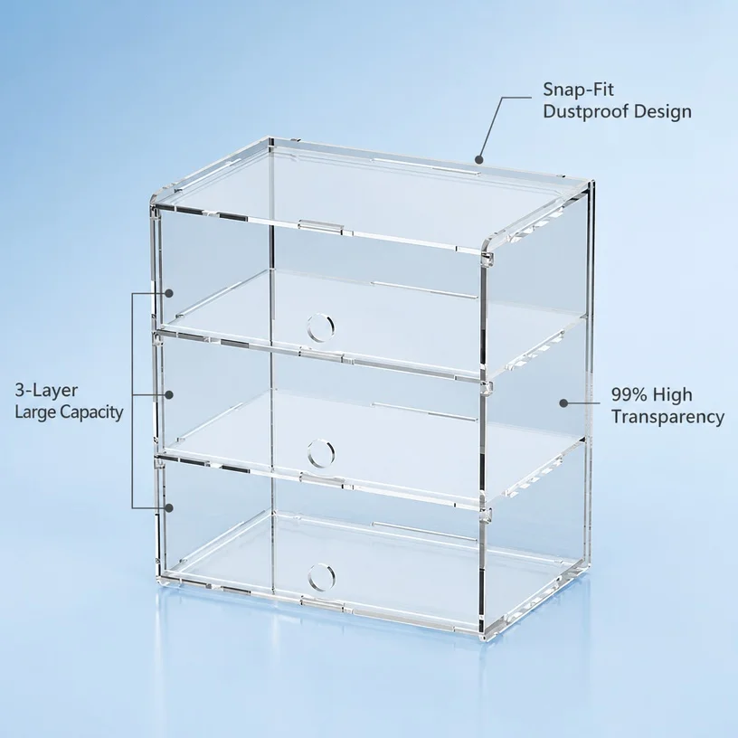 Clear Acrylic Display Box for 4WD Mini Car Model DIY Dustproof Storage Case Showcase Holder Toy Collector Protection Box Stand!!