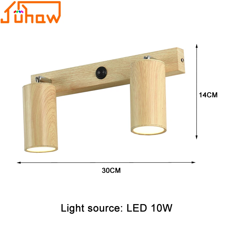 Button Switch Wall Mounted Spotlight Walnut Color No Main Light Bedroom Bedside Lamp Living Room Study Porch Aisle Downlight Fix