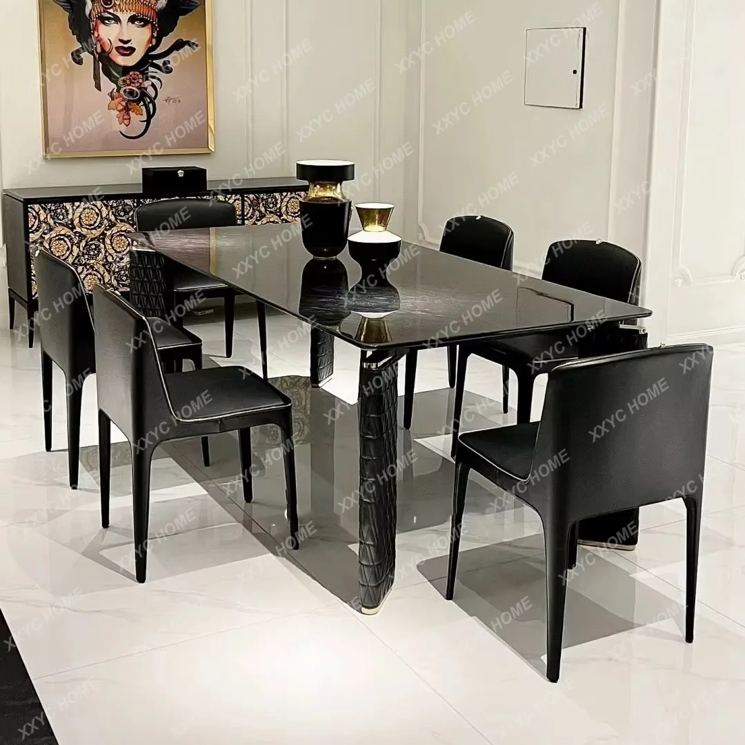 

Роскошный обеденный стол и стулья из натурального камня для виллы, большой, для просторных помещений, элитный, класса люкс