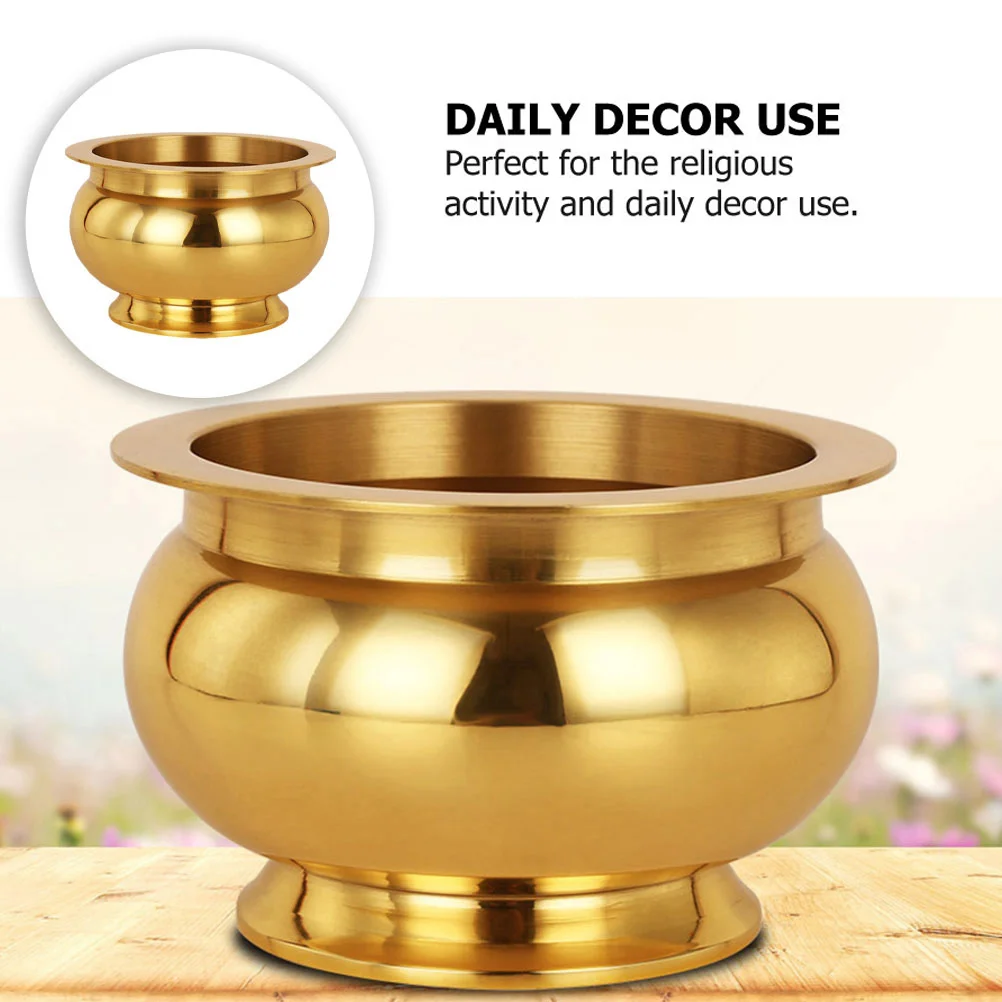 Incense Burner Decor Container Copper Round Shape Desktop Religious Censer Delicate Buddhism