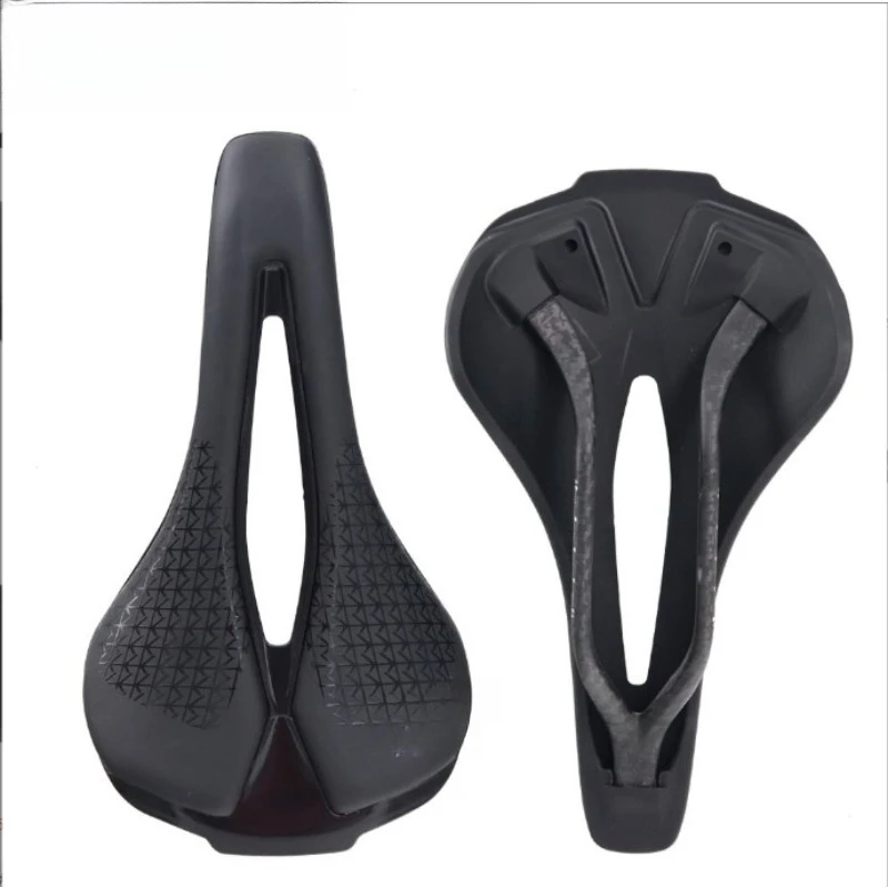 245 * 143Mm Ultra Light Carbon Bow Bicycle Cushion Mountain Road Bike Saddle Leather Hollow Cycling Seat