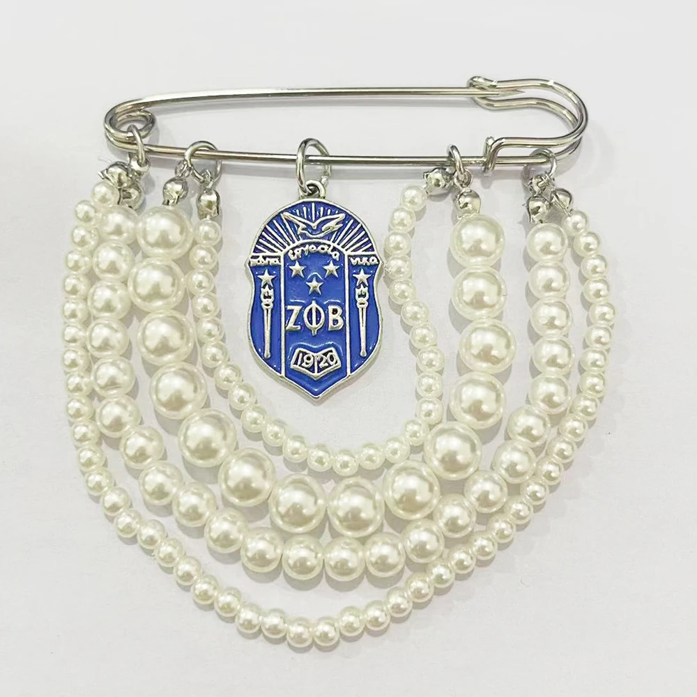 Exquisito diseño personalizado hecho a mano Zeta Phi Beta Asociación del alfabeto griego 1920 escudo broche de perlas