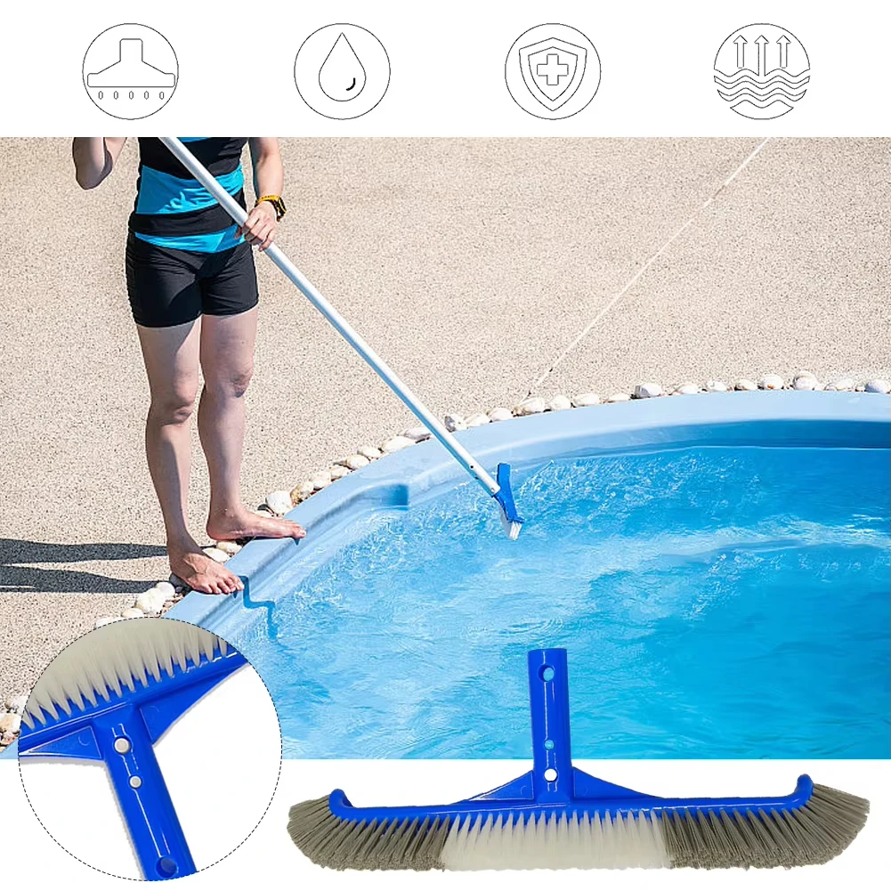 Heavy Duty Swimming Pool Brush Head With Stiff Durable Bristles Curved Design For Cleaning Pool Walls Floors Tiles Steps