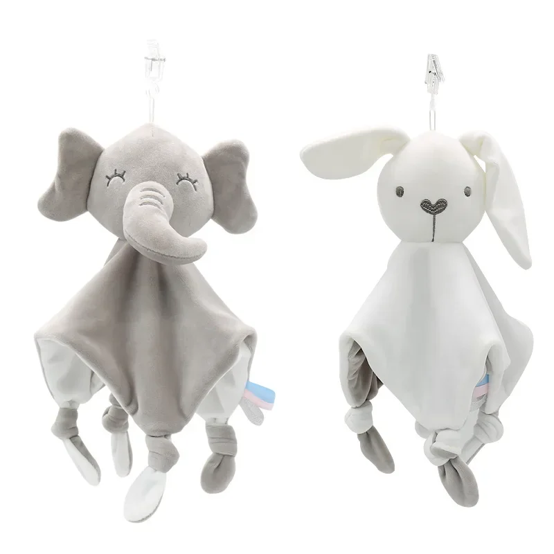 

Baby Comfort Plush Cartoon Cute Elephant and Rabbit Can Bite The Towel in The Mouth Children's Sleeping Object Toy Hand Puppet