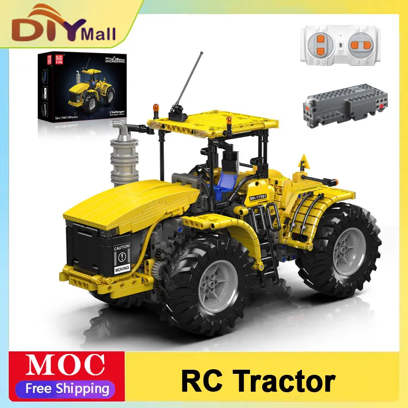 

MOULD KING 17081 Challenger Tractor Building Blocks Set Educational Yellow Tracked Truck Bricks Kit for Kids Christmas Gift