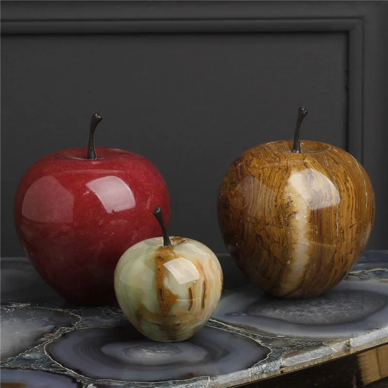 Marble Handmade Apple Afghan Jadeite Fruit Decorative Paper Desktop Decoration Photography Props Christmas Gift, Christmas