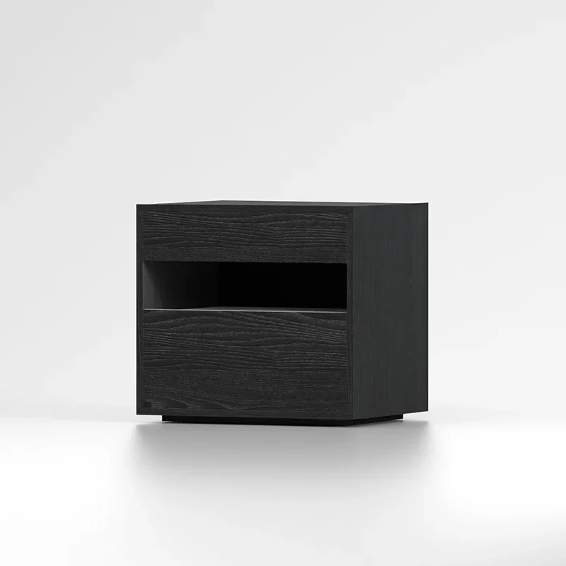 Italian minimalist high-end black bedside table bedroom modern simple storage bedside cabinet creative light luxury storage cabi