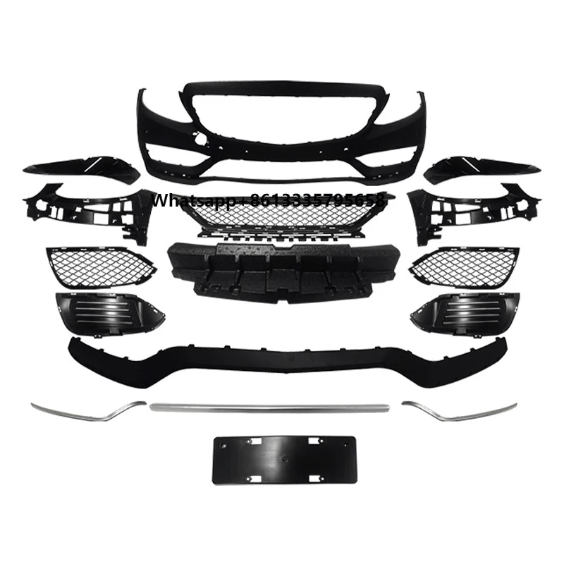 

Car Modification for W205 Front Rear Bumper Grille Spoiler Lip Body Kit for Benz C-Class W205 Pre to C63 2015-2020 on Sale