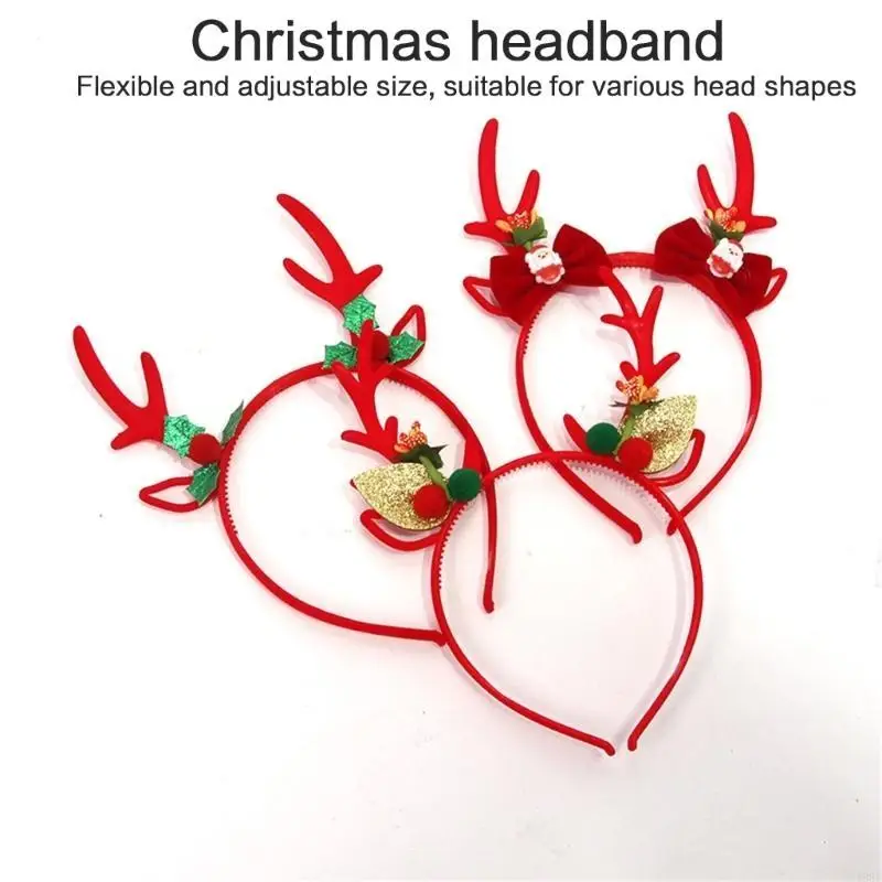 195E Weihnachten Thema Geweih Stirnband Festival Pailletten Rentier Hairhoop Familie Treffen Kopfbedeckung Urlaub Party Zubehör