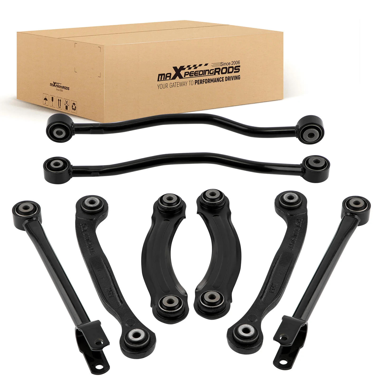 MaXpeedingrods 8pcs Rubber Rear Upper Lateral Control Arms Kit Strut Rod for Dodge Challenger 2008-15