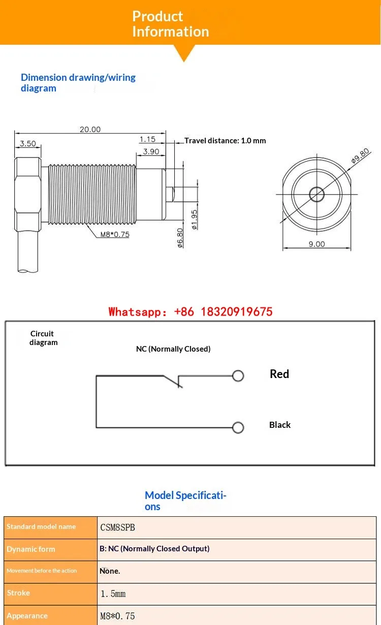 CSM8SPB Contact-Type Positioning Switch – for mold sensing/detection and workpiece positioning/detection on CNC lathes.
