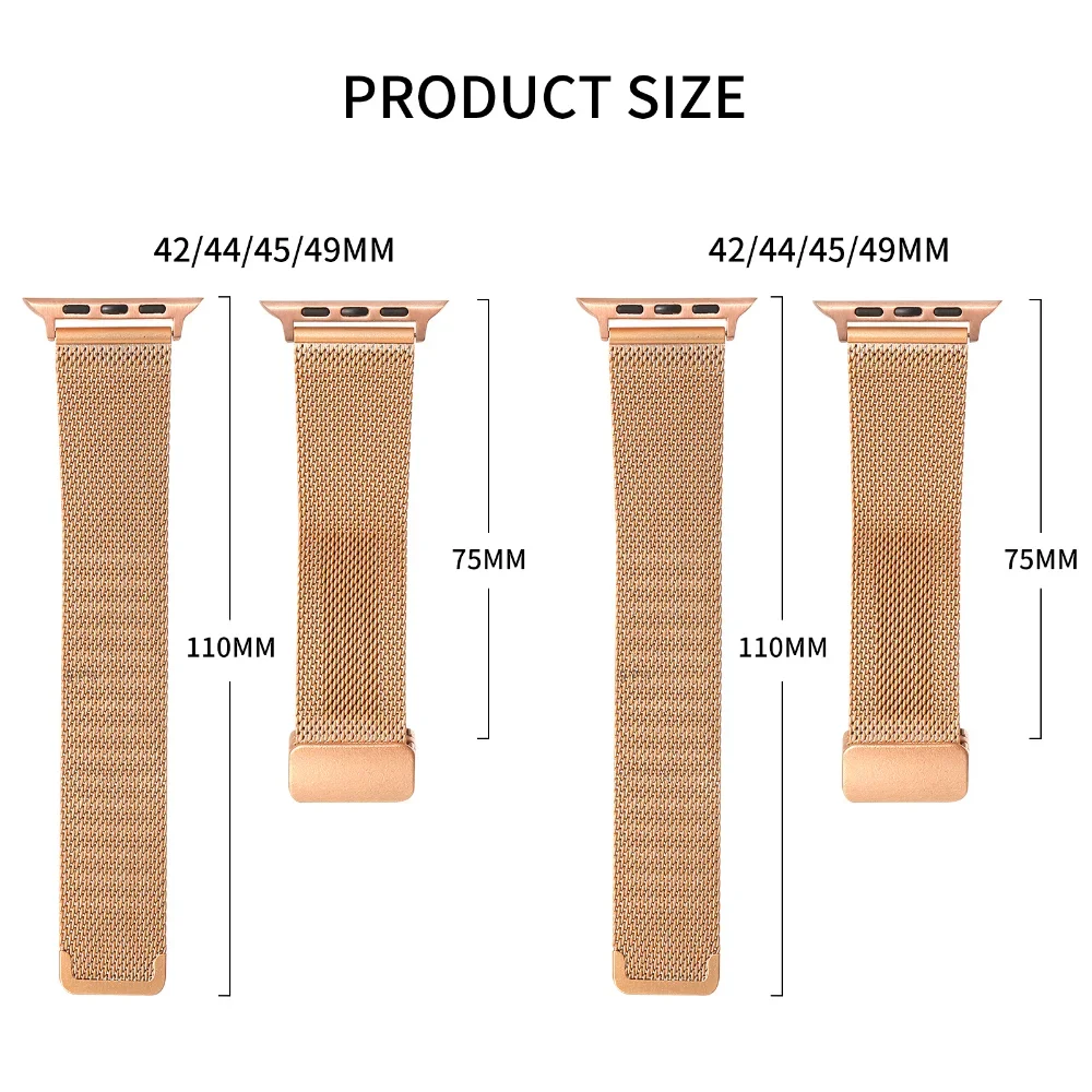 Correa magnética milanesa para Apple Watch Ultra 10 9 8 7 6 5 4 SE pulsera cómoda duradera de Metal iWatch 45/41/44/40/42/46/49mm