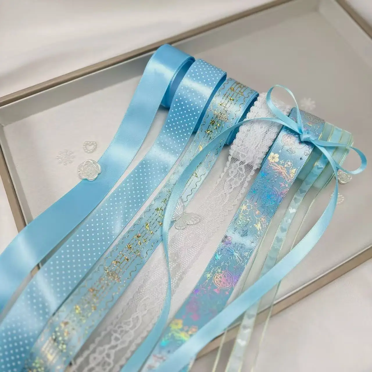 7-teiliges Set: Neue Bänder, Gumei-Abzeichen, DIY-Bastelmaterialien, Schleifenplatten, Bronzierung, Dekoration, Geschenk für Freunde – Detail 16
