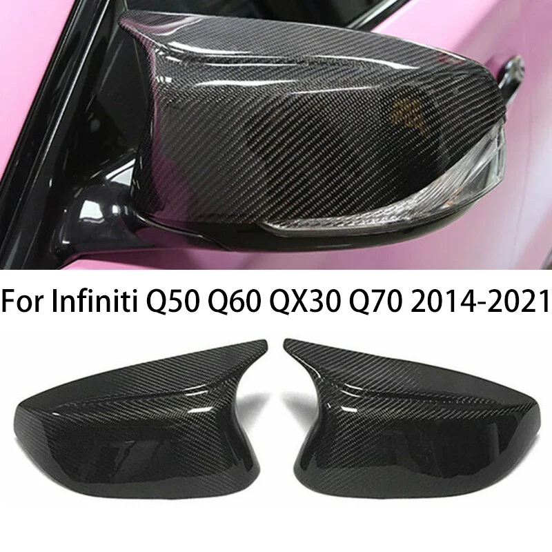 

For Infiniti Q50 Q60 QX30 Q70 2014-2021 Car Side Rearview Side Mirror Cover Cap exterior parts Carbon Look Style Modified