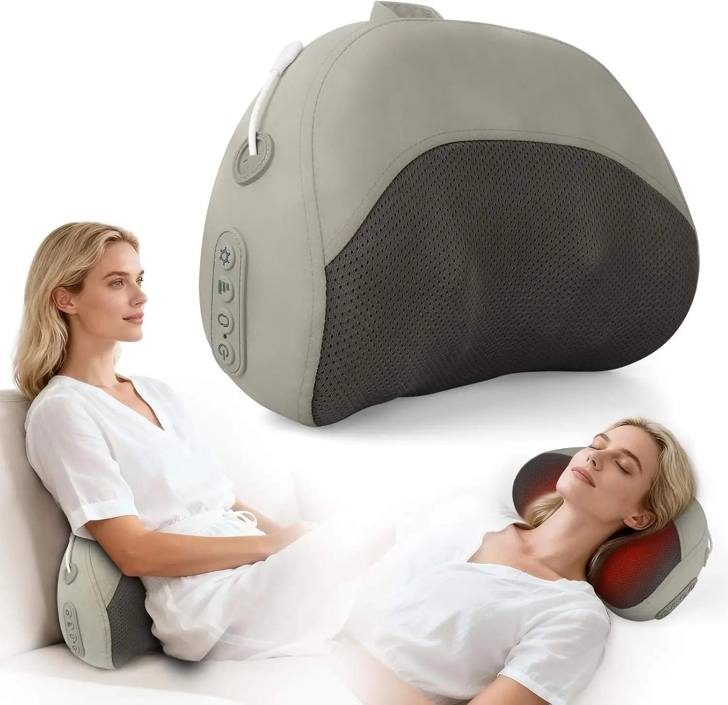 Shiatsu Back Massager with Heat, Neck Pillow for Pain Relief, Shoulder and Lumbar Support Cushion, Cervical Massage Pad for Scia