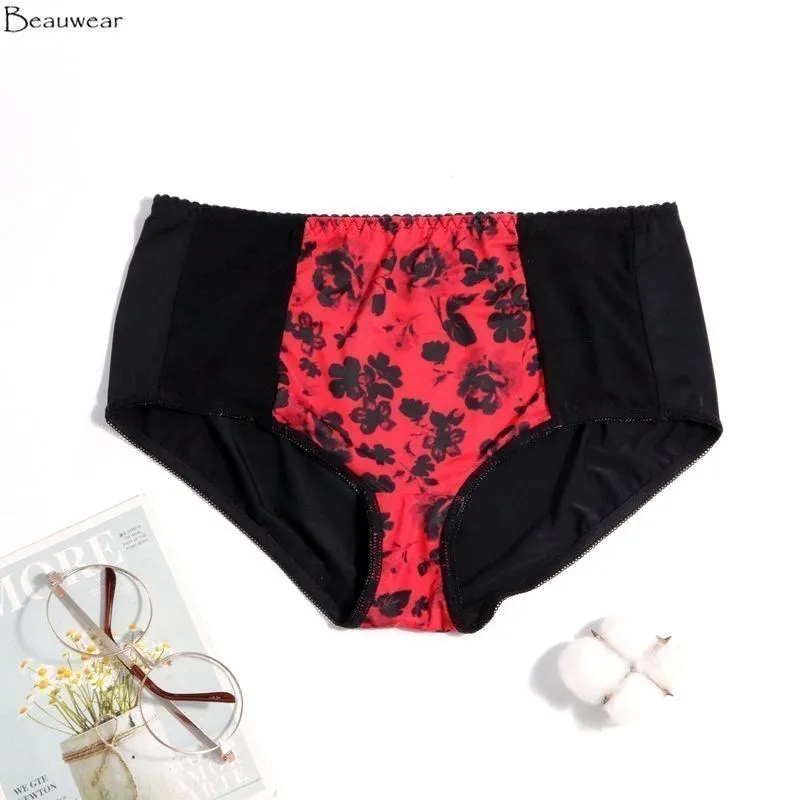 Beauwear New 2021 Winter Plus size Women pantys floral print comfort underwear soft thin breathable briefs for woman 0XL-5XL