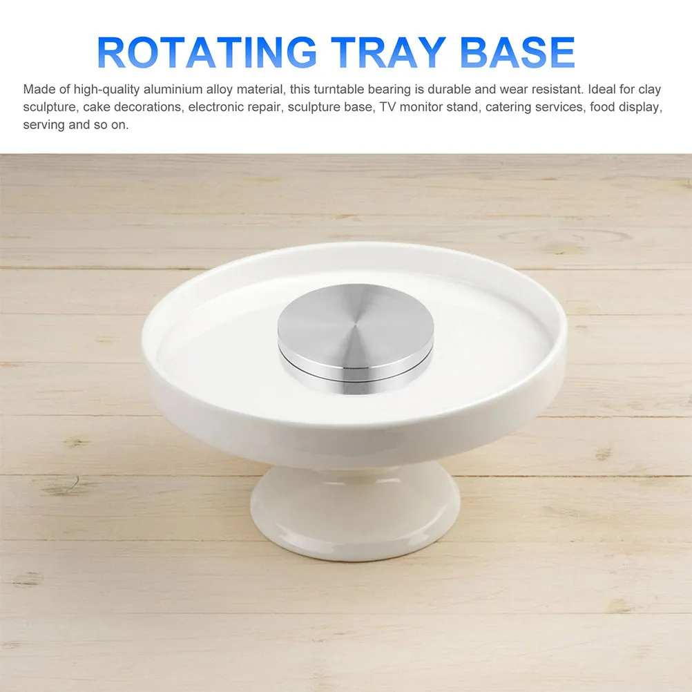 2Pcs Aluminum Alloy Turntable Bearing Rotating Stand Base for Dining Table Cake Food Display Smooth Quiet
