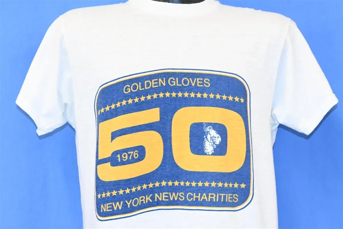 T-shirt Golden Gloves Boxing des années 70, 50e anniversaire, 1976, New York News Charities, grande taille