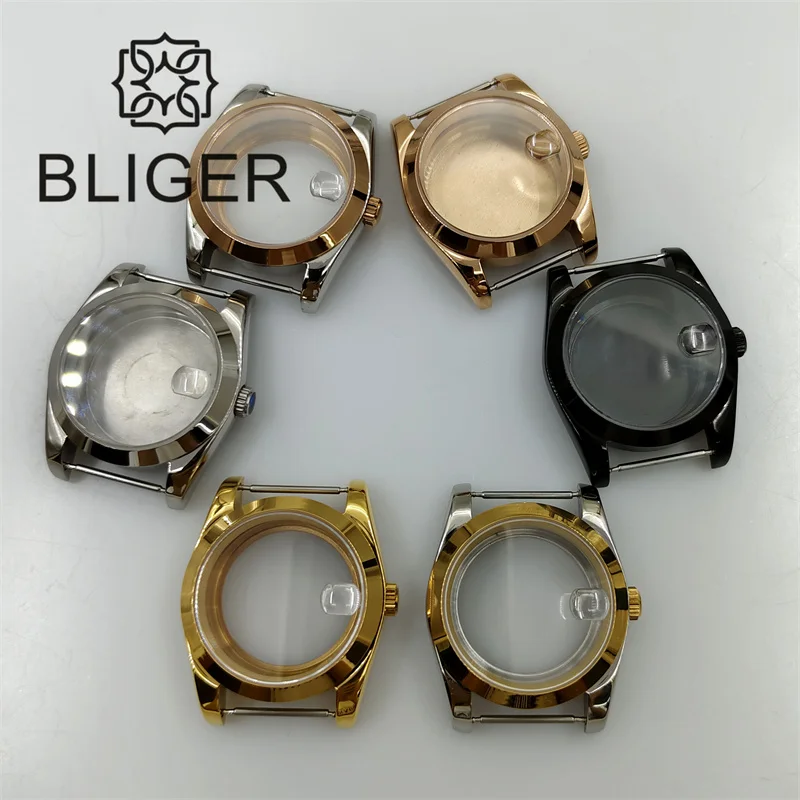 

BLIGER 36mm/39mm Polished Watch Case Silver Black Gold Men's Sapphire Fit NH34 NH35 NH36 ETA 2824 PT5000 ST2130 Movement