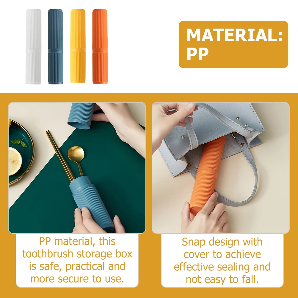 

4 pcs Toothbrush Storage Box Multi-Functional Detachable Design Dust-Proof Travel Organizer Pp Material Snap Cover Large