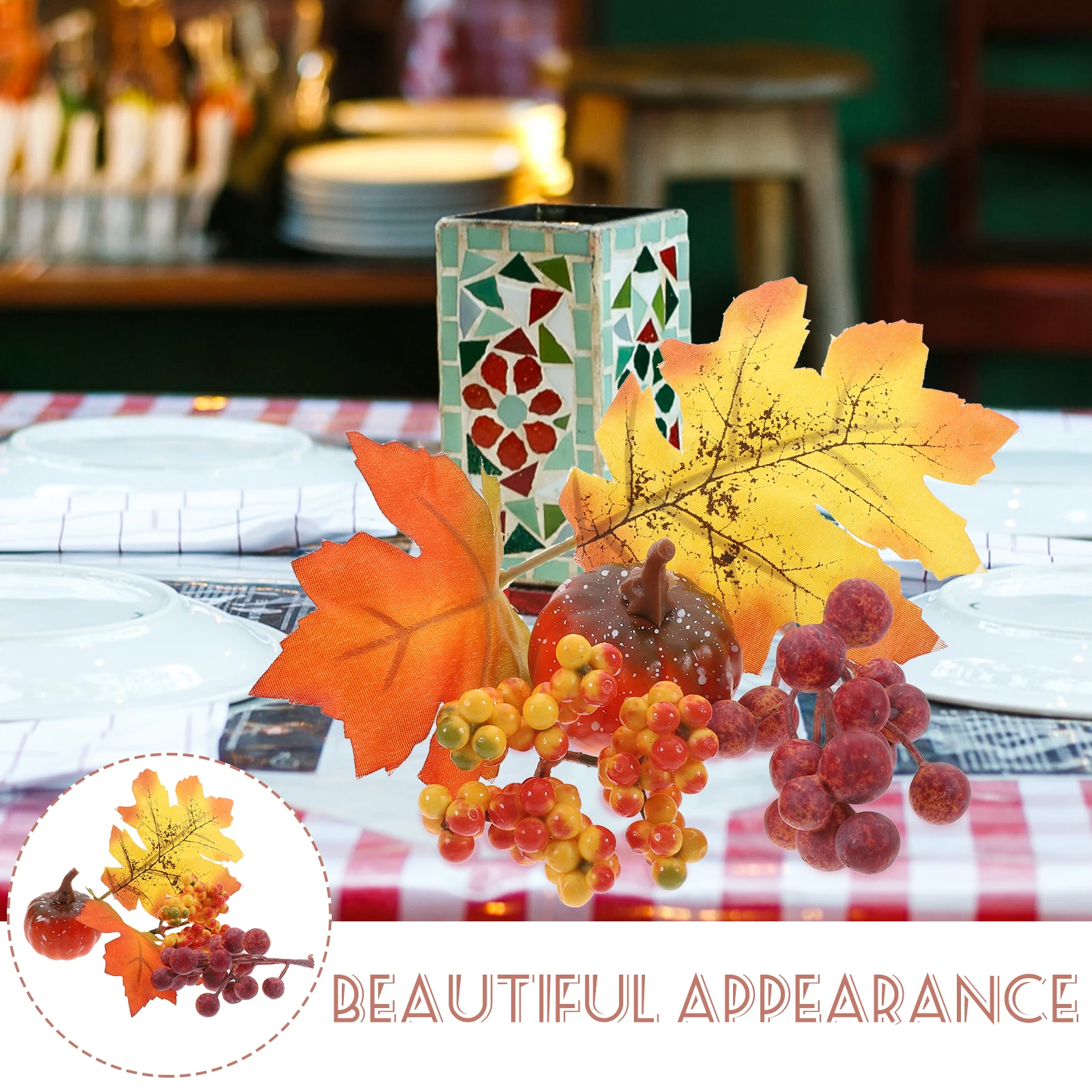 

1 Box Artificial Pumpkins Maple Leaves Berries Picks Thanksgiving Halloween Party Decor Fall Harvest Festival Decoration Desktop