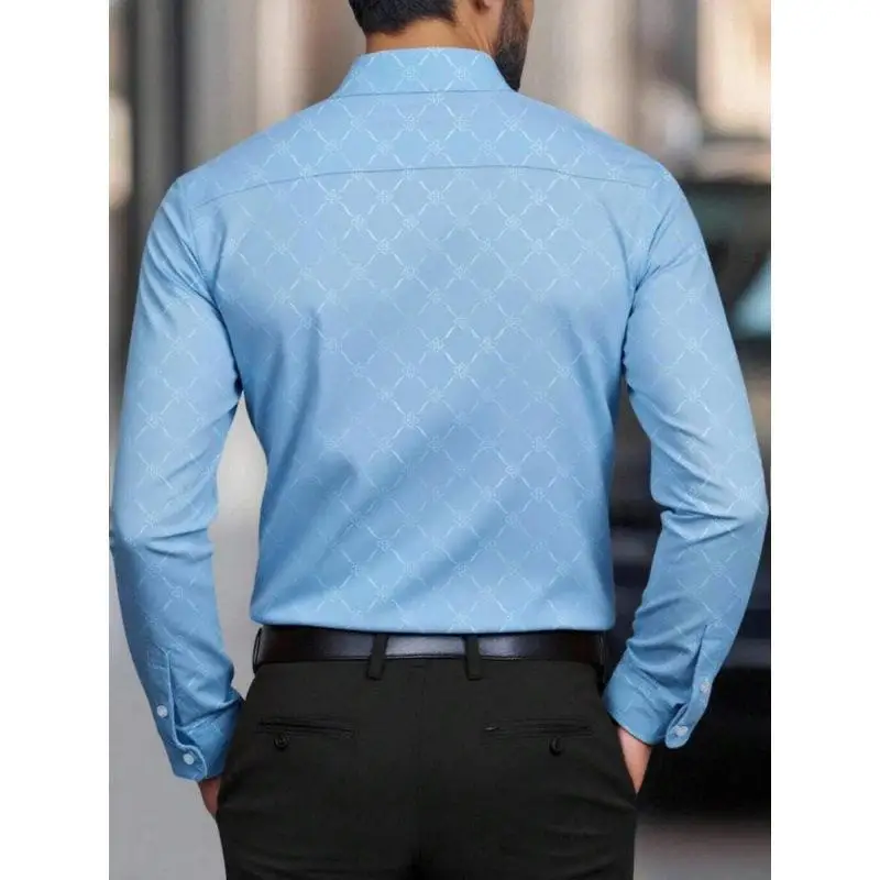 Men's 3D Print Shirt Ultra Slim Fit PU Leather Fleece Lined Cuban Collar CleanFit Style Three Quarter Sleeve Color Block Pattern