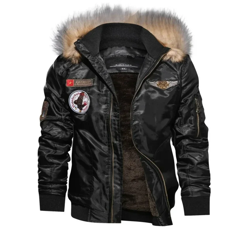 Parka masculina com capuz de algodão com gola de lã, jaqueta grossa, casaco à prova de frio, caminhada ao ar livre, neve, inverno quente