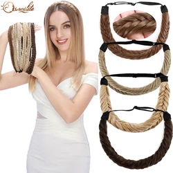 S-noilite Synthetic Fishbone Braids Twist Elastic Hair Headband With Adjustable Belt Woman Hair Style Braided Headband Hairpiece