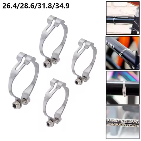 1Pc Silver Stainless Steel Brake Line Clamp Organize Bicycle Pipe Buckle Wire Fixed Ring Cable Clip Bike Parts Accessory