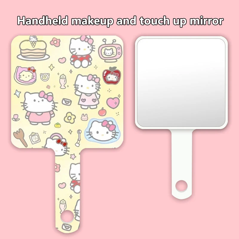 

Portable Sanrio Hello Kitty Kawaii Cartoon Handheld Makeup Mirror Travel Clearness Beauty Tools Gifts For Girls