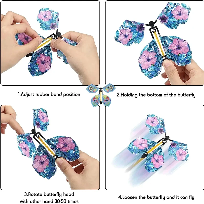 10/20PCS Random Color Magic Flying Butterfly Wind Up Toy Bookmark Internet Celebrity Colorful Butterfly Simulation Party Gift image 4